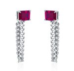925 Silver Cultured Ruby Earrings ZHF-E1610R - Image 2