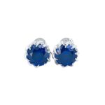 925 Silver Lab-Created Blue Sapphire Earrings - Model ZHF-E1612B - Image 2