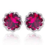 925 Silver Cultured Ruby Earrings ZHF-E1612R