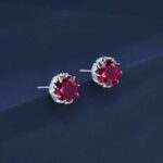 925 Silver Cultured Ruby Earrings ZHF-E1612R - Image 4
