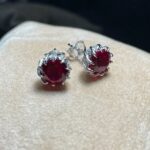 925 Silver Cultured Ruby Earrings ZHF-E1612R - Image 6