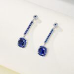 925 Silver Lab-Created Blue Sapphire Earrings - Model ZHF-E1613B - Image 2