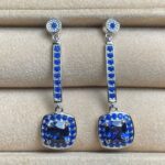 925 Silver Lab-Created Blue Sapphire Earrings - Model ZHF-E1613B - Image 4