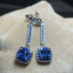 925 Silver Lab-Created Blue Sapphire Earrings - Model ZHF-E1613B - Image 5