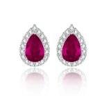 S925 Silver Lab-Created Ruby Earrings - Model ZHF-E1617R