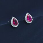 S925 Silver Lab-Created Ruby Earrings - Model ZHF-E1617R - Image 2