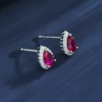 S925 Silver Lab-Created Ruby Earrings - Model ZHF-E1617R - Image 3