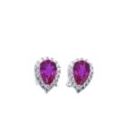 S925 Silver Lab-Created Ruby Earrings - Model ZHF-E1617R - Image 5