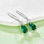 925 Silver Lab-Created Emerald Earrings - Model ZHF-E1621 - Image 2
