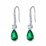 925 Silver Lab-Created Emerald Earrings - Model ZHF-E1621