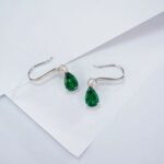 925 Silver Lab-Created Emerald Earrings - Model ZHF-E1621 - Image 3