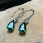 925 Silver Lab-Created Emerald Earrings - Model ZHF-E1621 - Image 4