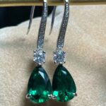 925 Silver Lab-Created Emerald Earrings - Model ZHF-E1621 - Image 5