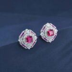 925 Silver Cultured Ruby Earrings ZHF-E1635R - Image 3