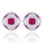 925 Silver Cultured Ruby Earrings ZHF-E1635R