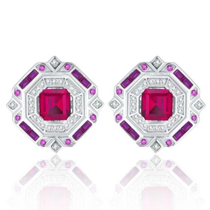 925 Silver Cultured Ruby Earrings ZHF-E1635R