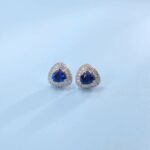 S925 Silver Lab-Created Blue Sapphire Earrings - Model ZHF-E1692B - Image 2