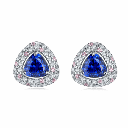 S925 Silver Lab-Created Blue Sapphire Earrings - Model ZHF-E1692B