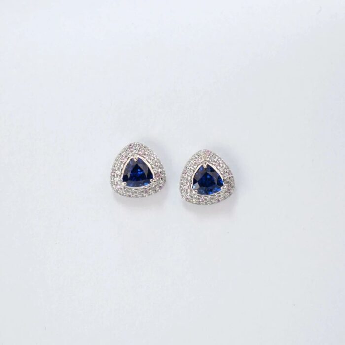 S925 Silver Lab-Created Blue Sapphire Earrings - Model ZHF-E1692B - Image 3