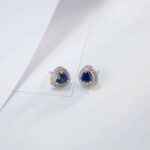 S925 Silver Lab-Created Blue Sapphire Earrings - Model ZHF-E1692B - Image 4