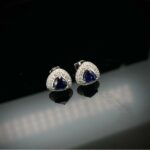 S925 Silver Lab-Created Blue Sapphire Earrings - Model ZHF-E1692B - Image 5