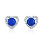 925 Silver Lab-Created Blue Sapphire Earrings - Model ZHF-E1735B - Image 5