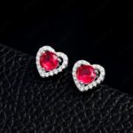 925 Silver Cultured Ruby Earrings ZHF-E1735R - Image 2