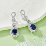 925 Silver Lab-Created Blue Sapphire Earrings - Model ZHF-E202320DB - Image 2