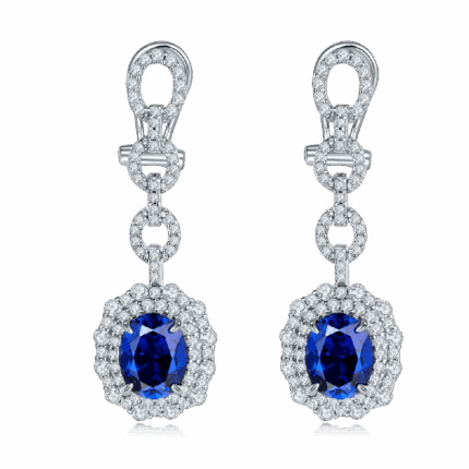 925 Silver Lab-Created Blue Sapphire Earrings - Model ZHF-E202320DB