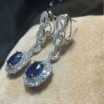 925 Silver Lab-Created Blue Sapphire Earrings - Model ZHF-E202320DB - Image 4