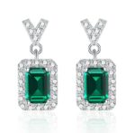 925 Silver Lab-Created Emerald Earrings - Model ZHF-E5509