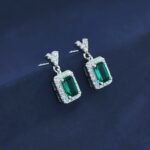 925 Silver Lab-Created Emerald Earrings - Model ZHF-E5509 - Image 2