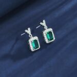 925 Silver Lab-Created Emerald Earrings - Model ZHF-E5509 - Image 3