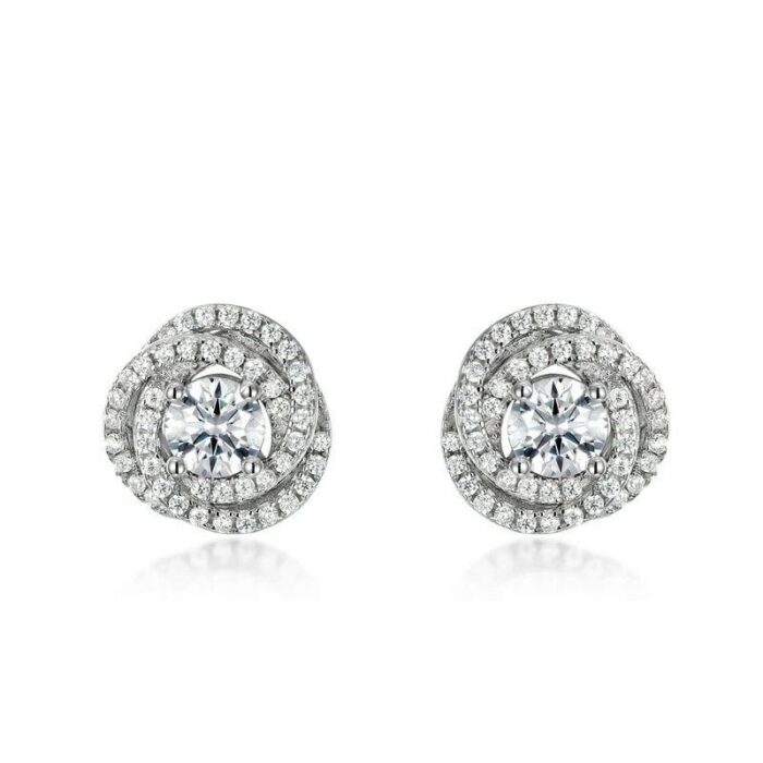 S925 Silver Moissanite Earrings - Model ZHF-E5510 - Image 1