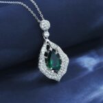 S925 Silver Lab-Created Emerald Necklace - Model ZHF-G107B - Image 2
