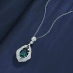 S925 Silver Lab-Created Emerald Necklace - Model ZHF-G107B - Image 3