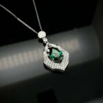 S925 Silver Lab-Created Emerald Necklace - Model ZHF-G107B - Image 4