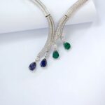 925 Silver Cultured Emerald Necklace ZHF—L0124 - Image 3