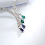 925 Silver Cultured Emerald Necklace ZHF—L0124 - Image 4