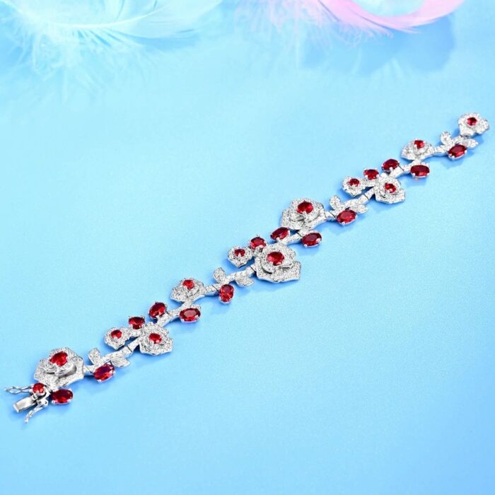 925 Silver Lab-Created Ruby Bracelet - Model ZHF-L0710 - Image 3