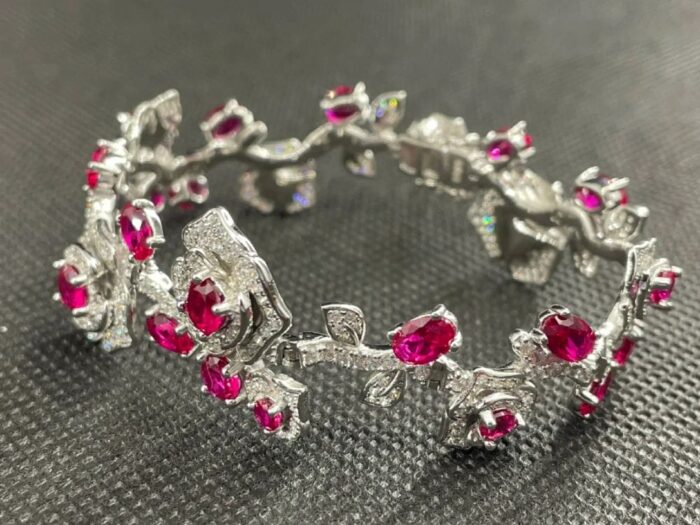 925 Silver Lab-Created Ruby Bracelet - Model ZHF-L0710 - Image 4