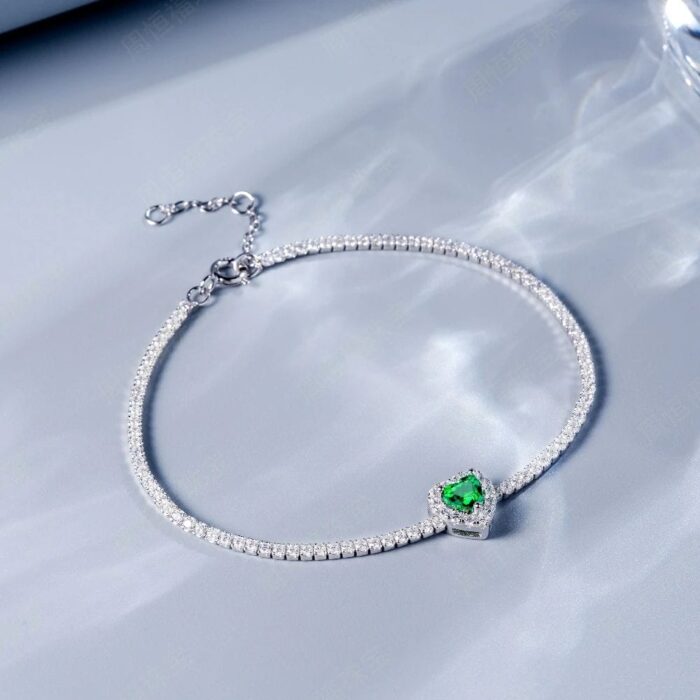 925 Silver Cultured Emerald Bracelet ZHF-L1726 - Image 2