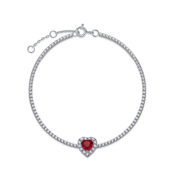 925 Silver Lab-Created Ruby Bracelet - Model ZHF-L1726R - Image 1