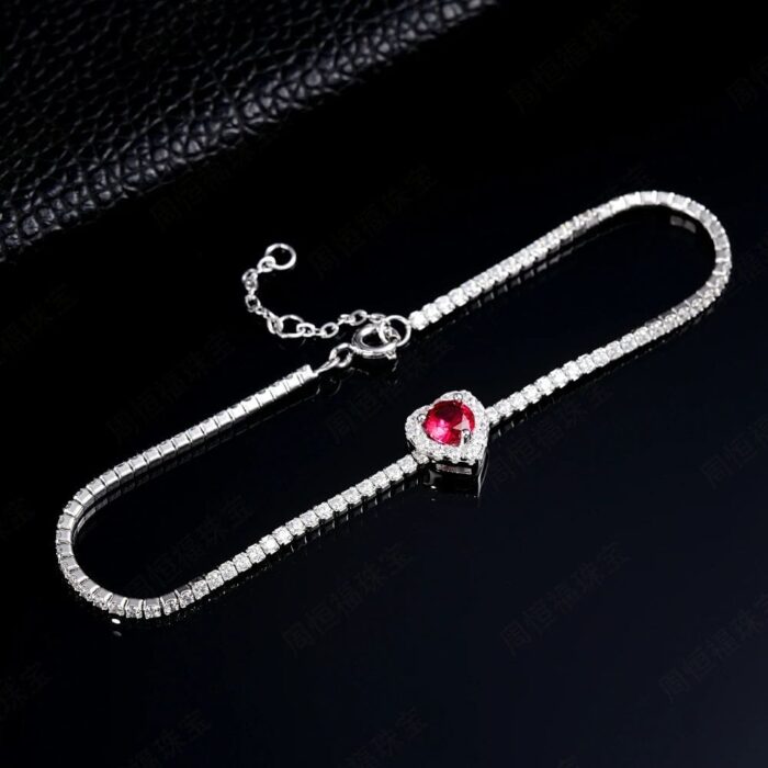 925 Silver Lab-Created Ruby Bracelet - Model ZHF-L1726R - Image 2