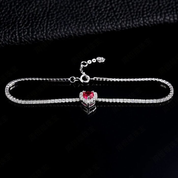 925 Silver Lab-Created Ruby Bracelet - Model ZHF-L1726R - Image 3