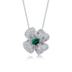 925 Silver Cultured Emerald Necklace ZHFP0008