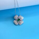 925 Silver Cultured Emerald Necklace ZHFP0008 - Image 3