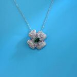 925 Silver Cultured Emerald Necklace ZHFP0008 - Image 4