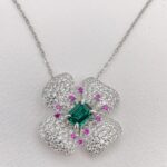 925 Silver Cultured Emerald Necklace ZHFP0008 - Image 6