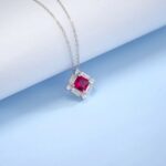 S925 Silver Cultured Ruby Necklace ZHFP0591R - Image 4